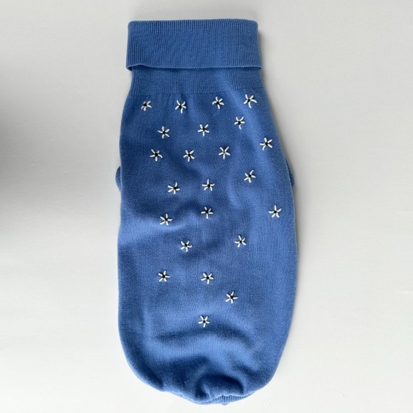 Dickens Closet Periwinkle Blue Embroidered Turtleneck Dog Sweater Medium - Picture 3 of 6